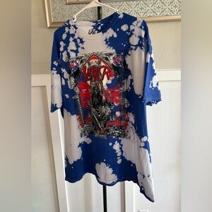 Slayer Blue Tie Dye Graphic Band T-Shirt 2XL